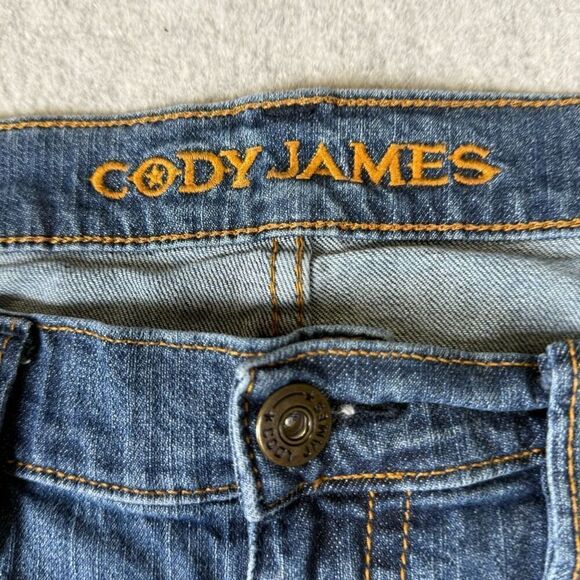 Cody James Mens Size 36x32 Straight Leg Denim Jeans Medium Wash Distressed Hem - Picture 2 of 11